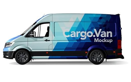 Cargo van with custom vehicle wrap