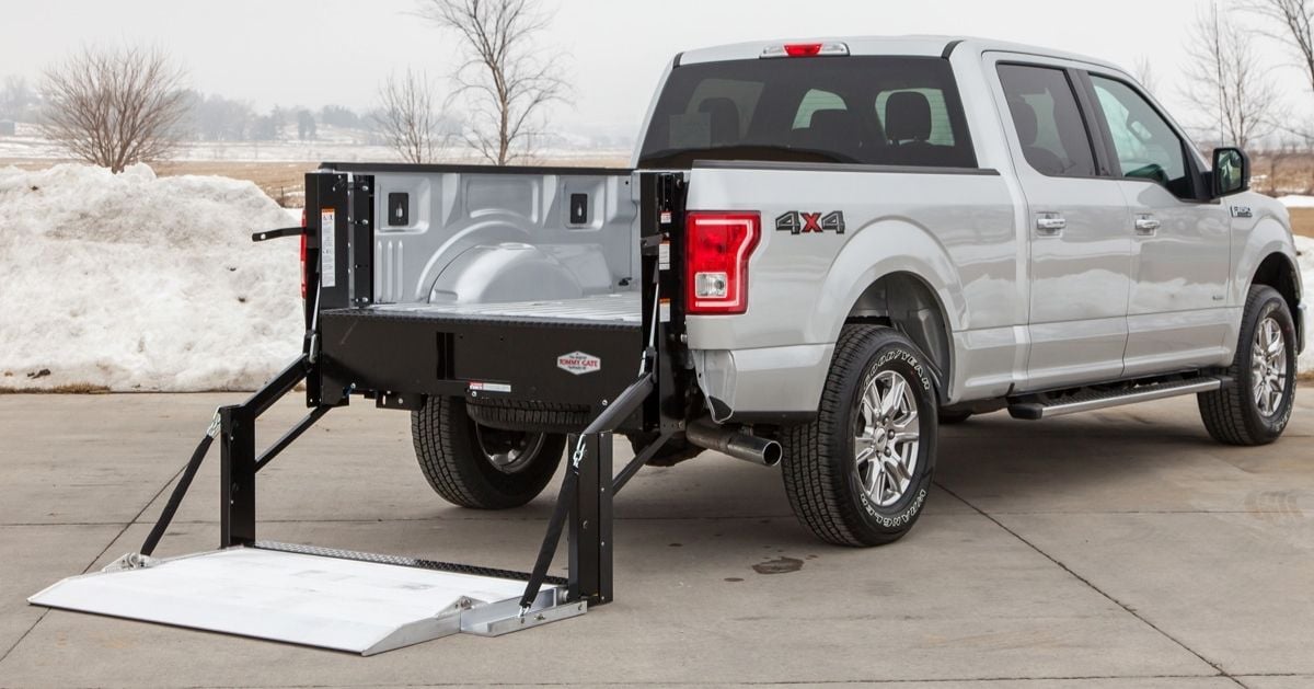 Pickup truck with silver liftgate