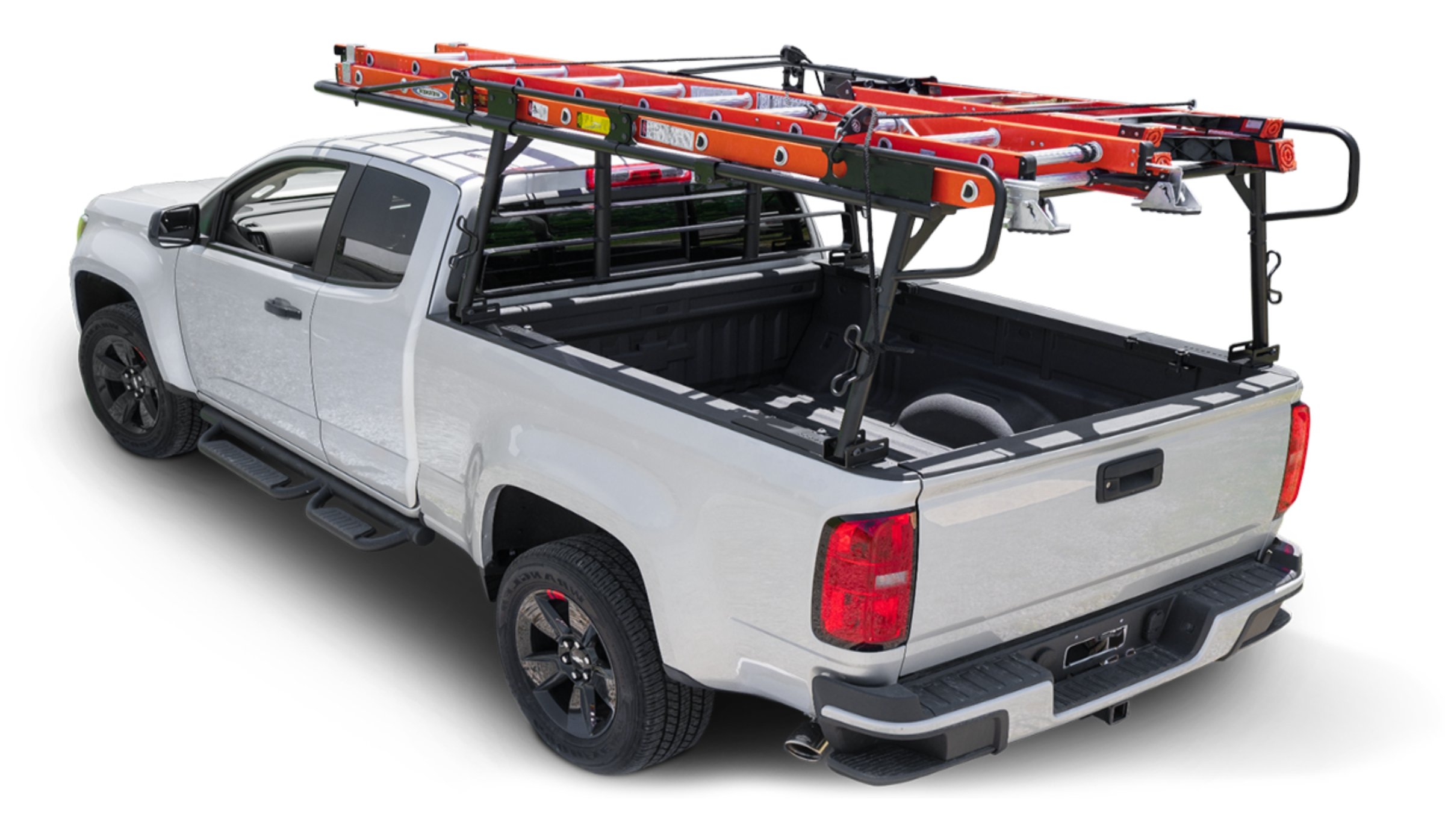 Pickup truck with over bed equipment rack