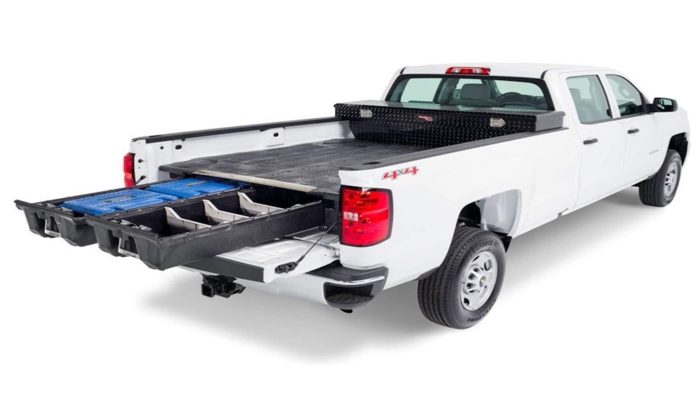Pickup truck with custom bed for storage