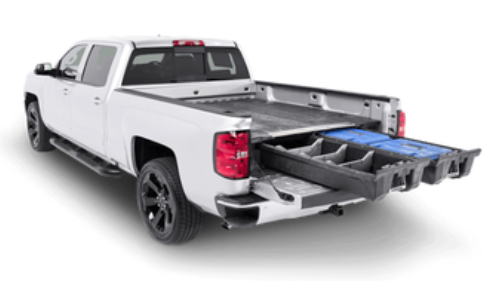 Pickup truck with custom bed storage