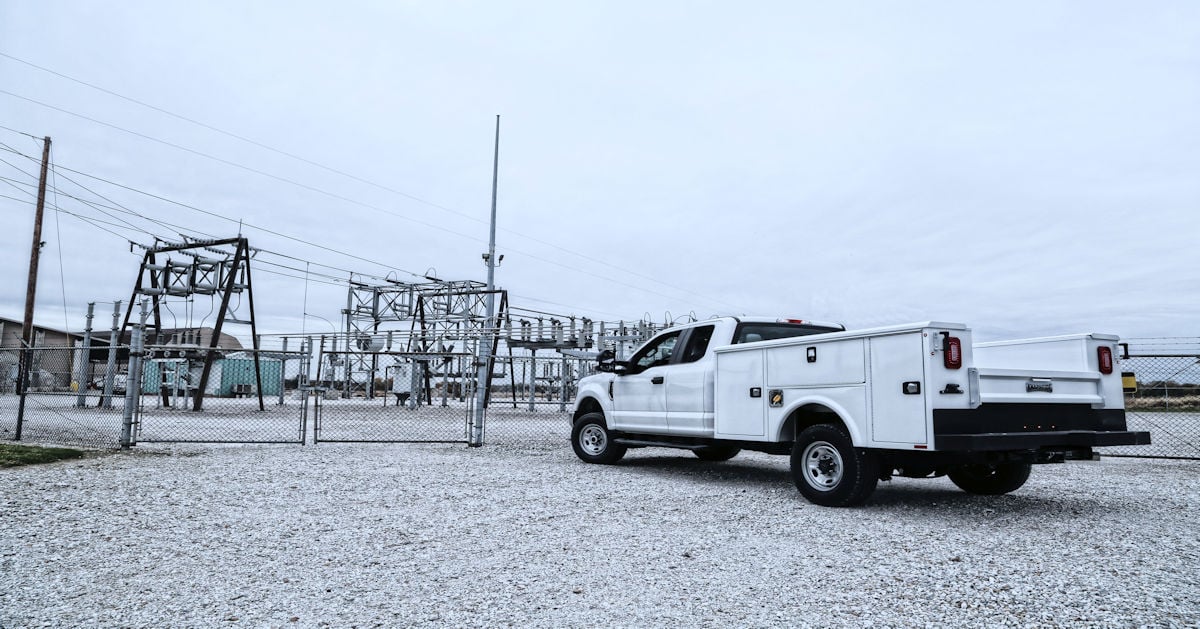 Truck with white service body