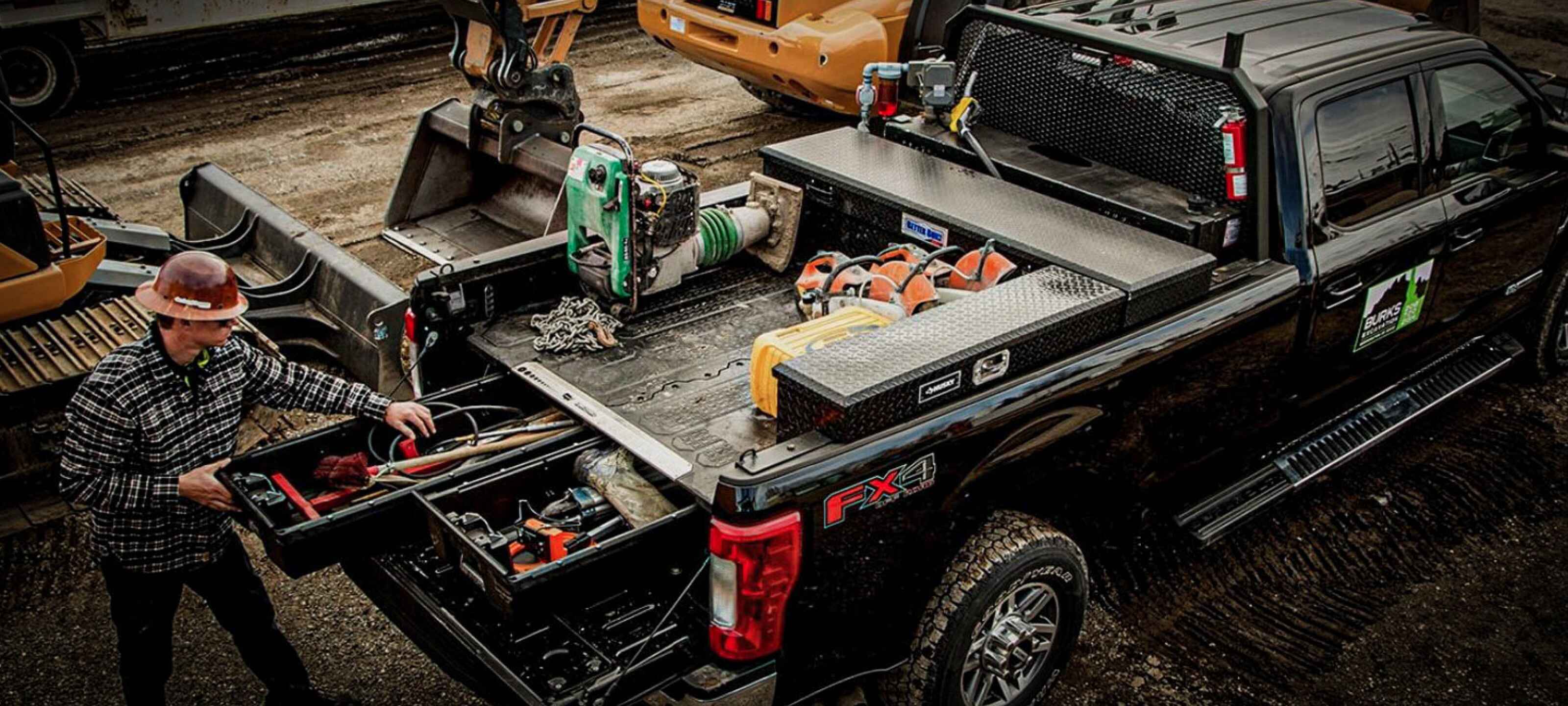 Pickup truck bed with custom storage